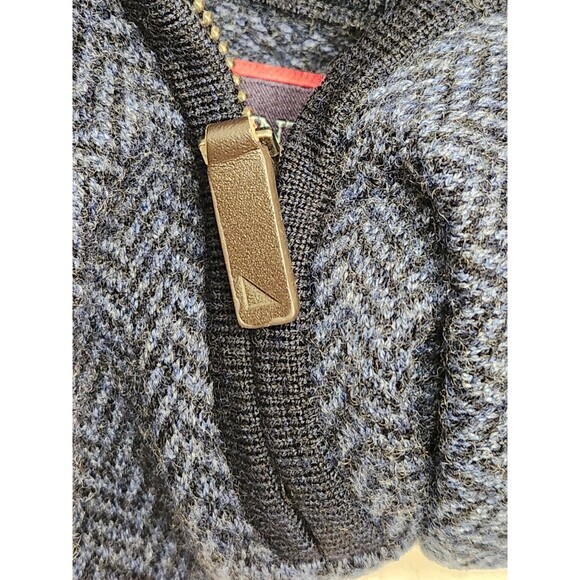UNTUCKit Sweater Men's 2XL Blue 1/4 Zip 100% Extra Fine Merino Wool Herringbone - Picture 6 of 6